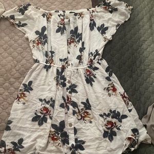 floral white dress with buttons